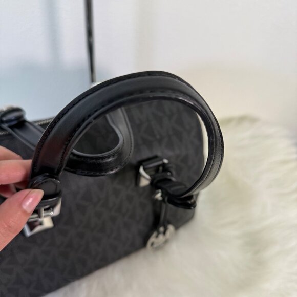 Michael Kors Grayson Signature MK Black Satchel Duffle Saffiano Leather Handbag - Picture 10 of 16